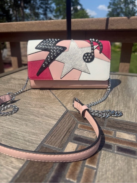 Handbags - NWOT Karl Lagerfeld Paris Connie
Flap Crossbody Bag Music Star Studs Pink